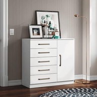 Cômoda Sapateira Multiuso 5 Gavetas com Porta - Design Moderno e Resistente Milão Aramóveis - imagem 3
