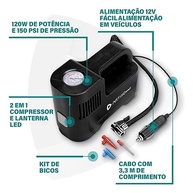 Compressor de Ar Portátil Artiko Volt 120W: Inflador Elétrico 12V com Lanterna LED e 150 PSI - imagem 4