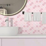 Azulejo Arabesco Rosa para Cozinha - WalDecoo 30,5x30,5cm Autoadesivo com Cola Reforçada - imagem 3