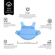 Babador Infantil Silicone Azul com Bolso Coletor - Seguro, Ajustável e Ideal para BLW - imagem 3