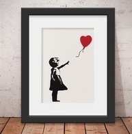 Quadro Decorativo Banksy Menina Com Balão - Moldura Premium 46x56cm - imagem 1