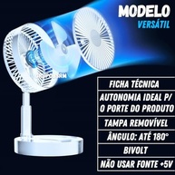 Ventilador Portátil Dobrável Silencioso 4 Velocidades com Bateria Recarregável Bivolt - Ideal para Dormir e Ambientes Compactos - imagem 5