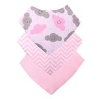 Babador Bandana para Bebê Kit com 3 Unidades - Estilo Nuvem Rosa para Meninas - imagem 3