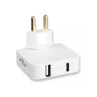 Adaptador Tomada Benjamin Articulado Flexível Bivolt com 4 Entradas (1 USB + 1 USB-C) | Portátil e Seguro 10A - imagem 1