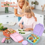 Lancheira Bento Infantil com Garrafa Térmica 255g - Compartimentos à Prova de Vazamento - imagem 3