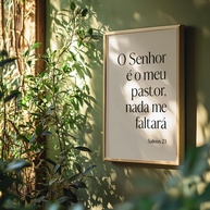 Quadro Decorativo Salmos 23 com Moldura - Frase Bíblica Inspiradora para Quarto, Sala e Escritório - imagem 1