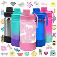 Garrafa Térmica Infantil Unicórnio Rosa 355ml - CHILLOUT LIFE com Tampa de Bico e Adesivos Fofos - imagem 2