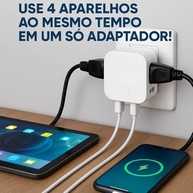 Adaptador Tomada Benjamin Articulado Bivolt com 2 USB: Carregue 4 Dispositivos com Praticidade! - imagem 4