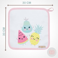 Kit 4 Paninhos de Boca com Prendedor de Chupeta para Bebê - 100% Algodão Macio Frutinhas Rosa - imagem 4