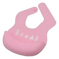 Babador Com Bolso Rosa em Silicone - Confortável, Lavável e com Fecho Ajustável para Bebês - imagem 2