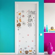 Adesivo Porta Infantil Cachorros - Frase 'Bom Dia Cães Fofos' com Patinhas | Decoração para Quarto de Menina e Menino - imagem 5