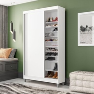 Sapateira Diamante 20 Prateleiras com 2 Portas de Correr Yescasa Branco - imagem 1