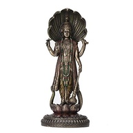 Estátua de Shesha Vishnu em Bronze Antigo - 32,5 cm | Decoração Hindu com Detalhes Pintados à Mão - imagem 2