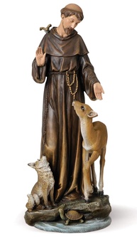 Boneco de São Francisco com Animais – Joseph's Studio by Roman – 45,72 cm, Resina e Pedra, Coleção Renascentista, Presente Religioso - imagem 5