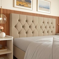 Cabeceira Estofada Queen Azul Capitonê Suede Moderna com Fixação na Parede 160x54cm - imagem 3