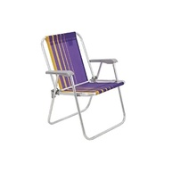 Cadeira de Praia Tramontina Samoa Alta em Alumínio com Assento Azul Escuro e Laranja - Conforto e Estilo à Prova d'Água - imagem 2