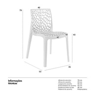 Cadeiras Gruvyer - Kit com 4 Unidades em Polipropileno com Encosto Moderno para Sala, Cozinha, Varanda e Jardim - Cinza Claro - imagem 3
