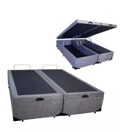 Cama Báu Box Base King Size Bipartido Suede Cinza com Pistão a Gás – Conforto e Estilo para o Seu Quarto - imagem 1