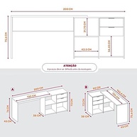 Mesa de Canto Escrivaninha em L Notável NT2060 com 2 Gavetas e 3 Portas – Design Moderno para Escritório Branco - imagem 3