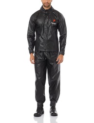 Conjunto Capa de Chuva Masculina Pioneira em PVC Preto Refletiva com Capuz e Zíper - Proteção Total! - imagem 1
