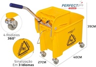 Balde Carrinho de Limpeza com Espremedor 20L Doblô - Kit Completo com Esfregão Perfect Pro Condor - imagem 4