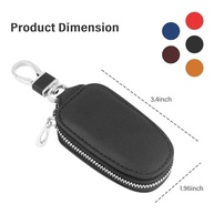Protetor de chaveiro de carro de couro PU elegante com zíper e chaveiro, capa universal para chave de carro para carro SUV - imagem 3