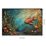 Pôster Subaquático Vintage 30x45cm - Arte Rústica com Peixe Laranja para Decorar Casa e Escritório - imagem 3