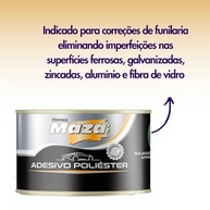Kit 2 Massas Poliéster Automotiva Premium 750g com Catalisador - Maza - imagem 5