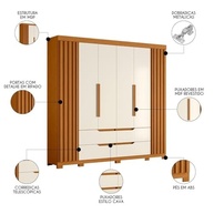 Guarda-Roupa Doble Casal 6 Portas 4 Gavetas Cinamomo/Off White - Organize seu Quarto com Estilo - imagem 5