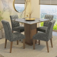 Conjunto de Jantar com Mesa de Vidro e 4 Cadeiras Rustic Cinza - Anaju Madesa - imagem 1