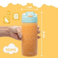 Garrafa Infantil Clingo Fresh em Alumínio 580ml com Canudo Seguro - Laranja - imagem 3