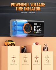 Compressor de Ar Portátil 150 PSI: Inflador de Pneu Sem Fio com Medidor Digital e Luz LED - imagem 5