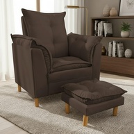 Poltrona de Amamentação com Puff - Conforto e Estilo para Mamães (Marrom) - imagem 1