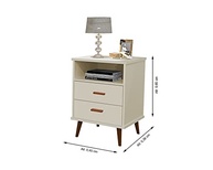 Conjunto com 2 Mesas de Cabeceira Retro com 2 Gavetas - Design Itália Off White - imagem 4