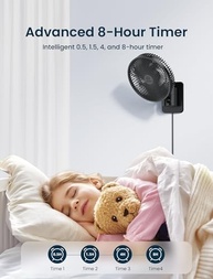 Ventilador de Parede Silencioso 21cm com Controle Remoto e Temporizador - Oscilação 4 Velocidades para Banheiro e Quarto - imagem 4