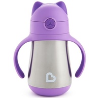 Copo Térmico Inox com Canudo Cool Cat Roxo - Munchkin Antivazamento 237ml - imagem 2