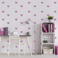 Adesivo de Parede Infantil Coração Lilás - Kit com 55 Peças para Decoração Divertida - imagem 3