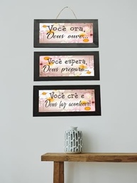 Kit 3 Quadros Decorativos com Frases Inspiradoras - Moldura Preta e Cordas - imagem 5