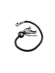 Chicote de Guidão GARGOYLE BELLS 91cm em Couro Genuíno com Franjas e Bola - Estilo Motociclista Resistente (Preto) - imagem 1