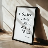 Quadro Decorativo Salmos 23 - Moldura Minimalista com Frases Bíblicas para Inspiração Cristã - imagem 4