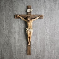 Cruz de Parede com Crucifixo Católico 35,5 cm - Escultura Renascentista Inspiradora por Buildclassic - imagem 5