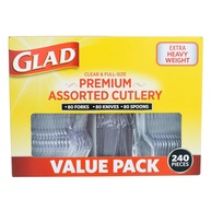 Talheres Descartáveis de Plástico Glad – Pacote com 240 Peças Variadas | Garfos, Facas e Colheres Premium Resistentes - imagem 1