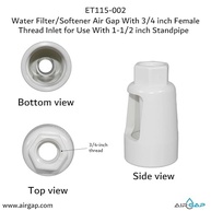 Espaço de Ar para Filtro/Amaciador de Água com Rosca 3/4" e Conexão para Tubo Vertical 1-1/2" ou 2" - imagem 5
