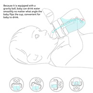 Copo Infantil KIMISS com Canudinho de Palha 250ml - Azul com Design Animal à Prova de Vazamento - imagem 3