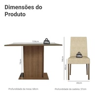 Conjunto de Sala de Jantar com Mesa de Vidro e 4 Cadeiras Rustic/Imperial Zion Madesa - imagem 3