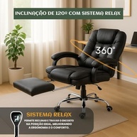 Cadeira de Escritório Presidente Ergonômica com Apoio de Pés | Couro Sintético Premium e Encosto Ajustável - imagem 5