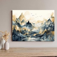 Quadro Decorativo Paisagem Montanhas 100x70cm | Canvas Premium com Moldura de Madeira Maciça - imagem 3