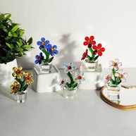 Estátua de Flores de Cristal com Base Transparente - Decoração Elegante e Peso de Papel Artístico - imagem 5