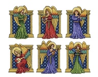 Kit de Bordado com Anjos Medievais - Design Works Crafts - 6 Ornamentos em Ponto Cruz - imagem 2