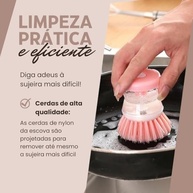 Escova de Limpeza com Dispenser de Detergente - Multiuso para Lava-Louças (Laranja) - imagem 3